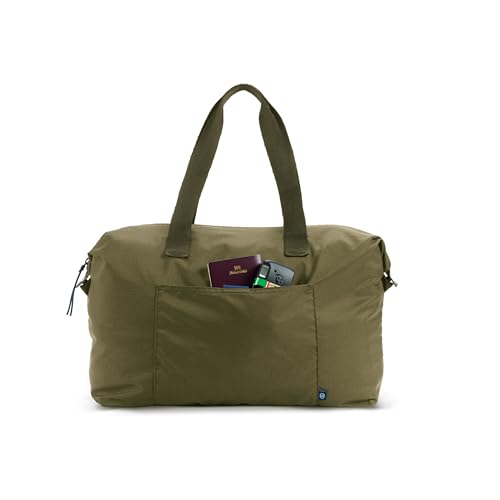 Packable Travel Bag - Compact Folding Duffel Bag - Carry On Expendable Weekender Bag - Pockets (Olive) - color: Olive