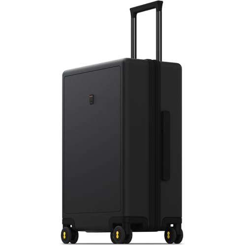 LEVEL8 Suitcase with Wheels 24 Inch, Medium Hardside Large Luggage, Black - color: Black, size: Checked-Medium 24 Inch