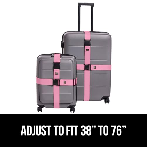 GORILLA GRIP Heavy Duty Luggage Straps for Suitcase, 2 Pack, Pink - color: Pink