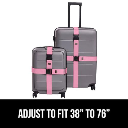GORILLA GRIP Heavy Duty Luggage Straps for Suitcase, 2 Pack, Pink - color: Pink