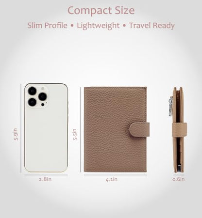 Leather RFID Blocking Passport Holder for Travel Women - color: Dove Gray