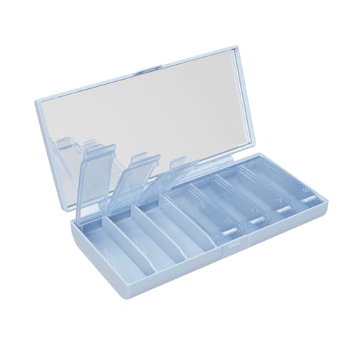 Equadose Weekly (7-Day) Pill Organizer with Mirror, Compact Case, Blue - color: Rectangle/Blue