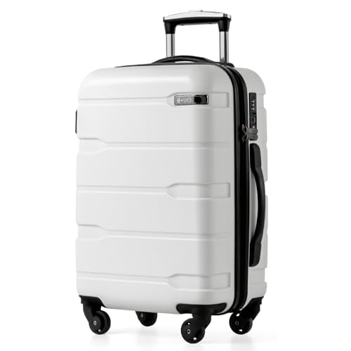 Coolife Carry On Luggage Hardside Suitcase with Spinner Wheels, 20in - color: White, size: Carry On(20in)