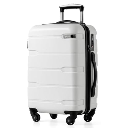 Coolife Carry On Luggage Hardside Suitcase with Spinner Wheels, 20in - color: White, size: Carry On(20in)