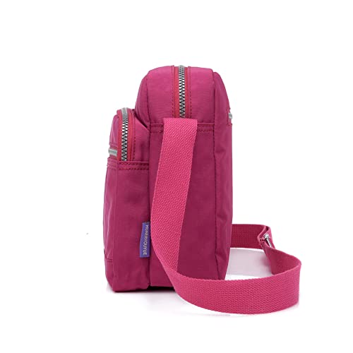 Casual Nylon Purse Handbag Crossbody Bag Waterproof Shoulder Bag for Women - color: Wine Red