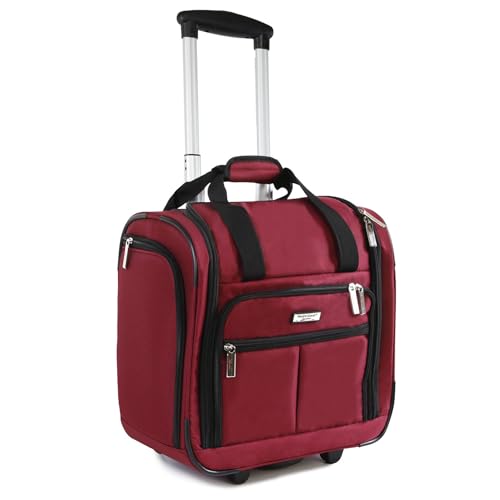 Pacific Coast Signature Underseat 15.5" Rolling Tote Carry-on - color: CRIMSON