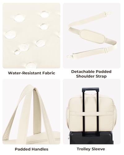 For Spirit Airlines Personal Item Bag 18x14x8 Puffer Travel Duffel Bag with Shoe Compartment Underseat Carry on Luggage Fit 15.6-Inch Laptop Gym Bag for Women Men (Beige) - color: Beige