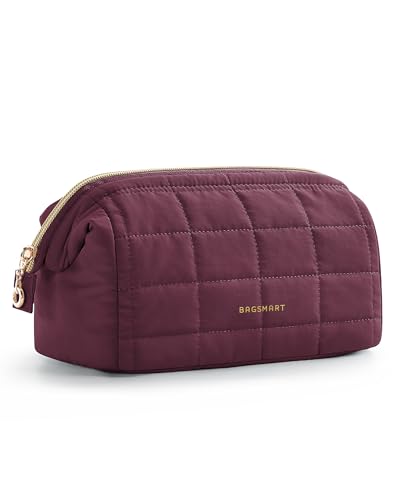 BAGSMART Makeup Bag Travel Toiletry Bag, Zipper Pouch, Plum Purple - color: 20-Plum Purple