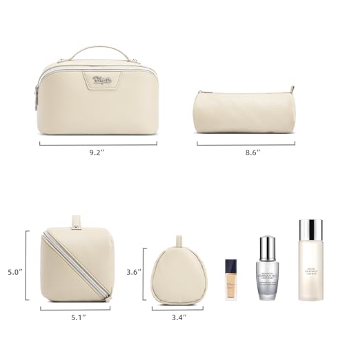 BOYATU Travel Makeup Bag Cosmetic Bags for Women: 3 Pcs Set Make up Bag - color: L27Off-white