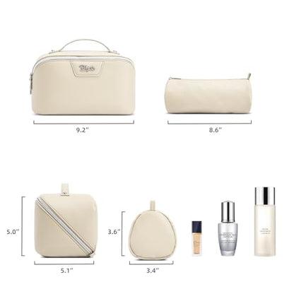 BOYATU Travel Makeup Bag Cosmetic Bags for Women: 3 Pcs Set Make up Bag - color: L27Off-white