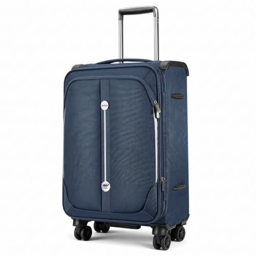 Carry On Luggage 22x14x9 Airline Approved, Softside Expandable Lightweight Travel Suitcase with Spinner Wheels (Blue, Checked-Medium 24 inch) - color: Blue, size: Checked-Medium 24 inch