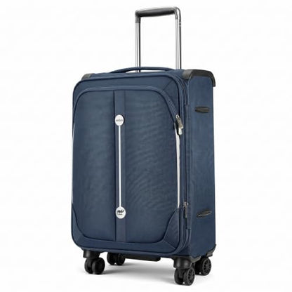 Carry On Luggage 22x14x9 Airline Approved, Softside Expandable Lightweight Travel Suitcase with Spinner Wheels (Blue, Checked-Medium 24 inch) - color: Blue, size: Checked-Medium 24 inch