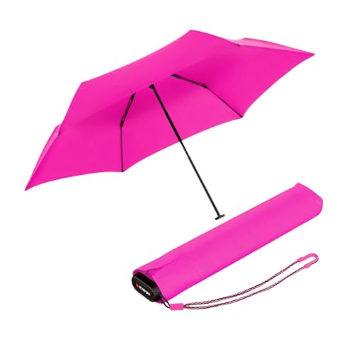 Knirps US.050 Ultra Light Pocket Size Manual Rain Umbrella with Carrying Case - color: Neon Pink