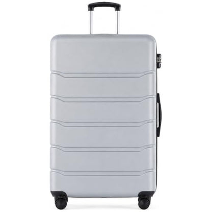 NEWBULIG 28 Inch Checked Luggage, Expandable Suitcase with Spinner Wheels - color: Light Grey, size: 28 Inch