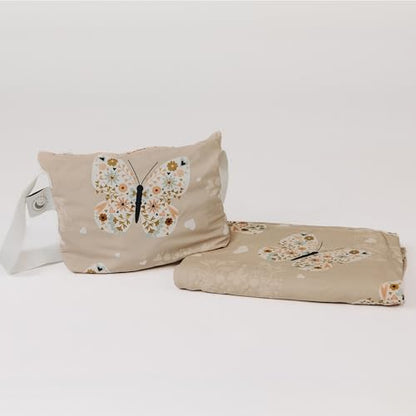 Beddy's Tan Butterfly Travel Blanket with Shoulder Bag for Kids - color: Beige
