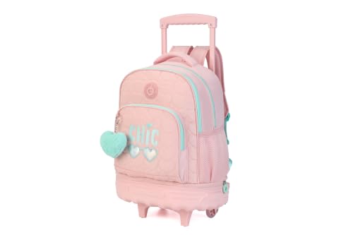 Rolling Backpack for Girls,Travel Backpack with Wheels Carry on Backpack with Wheels Rolling Backpack for Women (Pink)