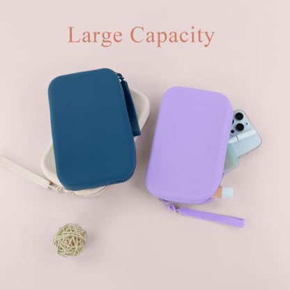 FuninCrea Silicone Makeup Bag, Waterproof Silicone Makeup Brush Holder Pencil Case with Wrist Strap, Small Cosmetic Bag for Purse Compact Travel Cosmetic Pouch for Lipstick Toothbrush (Dark Blue) - color: Dark Blue
