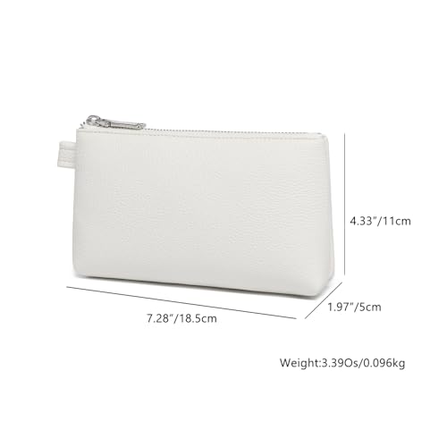 Small Makeup Bag for Purse, Leather Cosmetic (Off-white) - color: Off-white