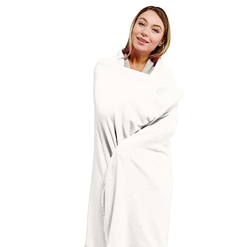BlueHills Premium Soft Travel Blanket Pillow Combo Airplane - Ivory White - color: Ivory-1pk-t025