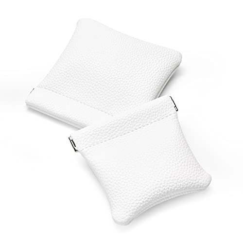White PU Leather Auto Seal Travel Jewelry Pouch Gift Bag - color: White, size: 4.21"x4.33"