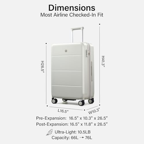 Hanke 24 Inch Luggage with Spinner Wheels, Expandable Medium Suitcase - color: Smoke White, size: 24 Inch EXT