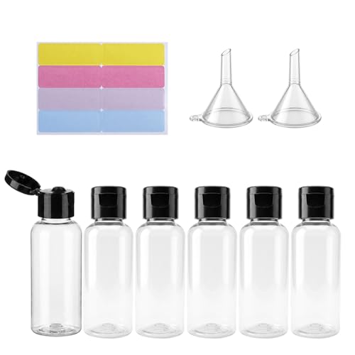 6 Pcs 1.7oz/50ml Travel Size Bottles for Toiletries, Black Lid - color: Black Lid, size: 50ml