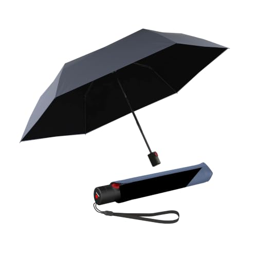 Knirps U.200 Ultra Light Duomatic Automatic Open Rain Umbrella - Compact Windproof Travel Umbrella for Adults - 97cm Diameter Retractable With Carrying Case - color: Harbor with Black Heat Shield