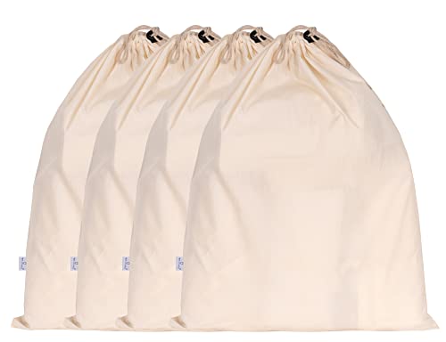 HB 4-Pack Cotton Large Drawstring Pouches 19" x 24" Dust-Proof Bags Cover