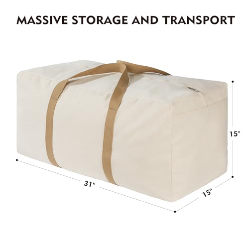 Canvas Storage Duffle Bag, Beige, 1, 31''x15''x15'' - color: BEIGE