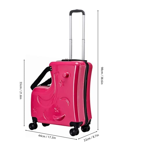 20" Kids Ride-on Luggage with Spinner Wheels, Rolling Child Travel Suitcase - color: Rose Red