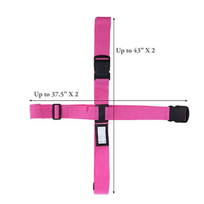 Adjustable Luggage Strap Suitcase Baggage Packing Belt Travel Accessories Long Cross Strap (Pink) - color: Pink