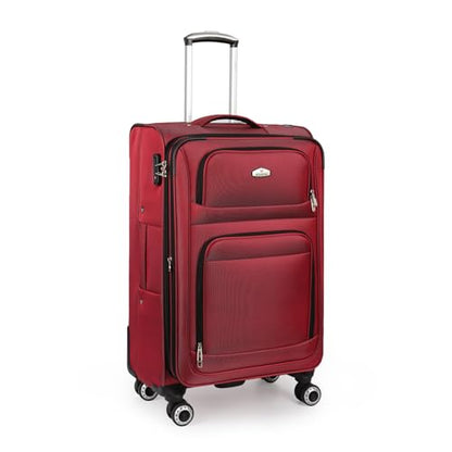 26" Checked Softside Luggage,Expandable 15% Suitcase - color: Red, size: Checked-Medium 26-Inch