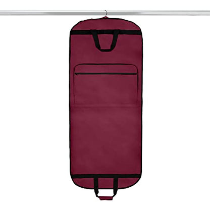 Dalix 60" Foldable Garment Bag Suits Cover Dresses w Front Pocket - color: Maroon
