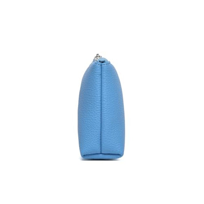 Small Makeup Bag for Purse, Leather Cosmetic (Gentian Blue) - color: Gentian Blue