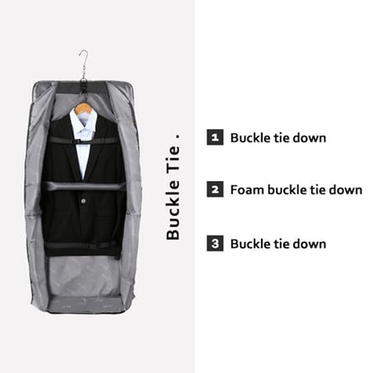 MATEIN Garment Bags for Hanging Clothes, Large Travel Suit Bag with Strap - color: Dark Grey