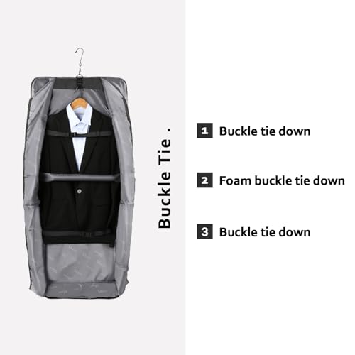 MATEIN Garment Bags for Hanging Clothes, Large Travel Suit Bag with Strap - color: Dark Grey