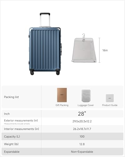 LUGGEX 28 Inch Zipperless Checked Luggage, Ocean Blue - color: Ocean Blue, size: 28 Inch