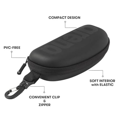 ARENA Unisex Adult Swim Goggle Case for Swimmers Protective Hardcover Carrying Case Clip for Backpacks - color: All Black