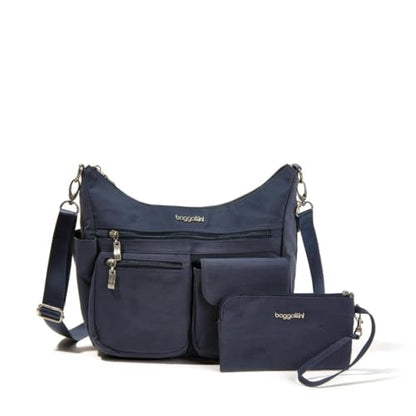 Baggallini Modern Everywhere Crossbody Bag for Women 11x9x4.5 Rfid Hobo Bag - color: French Navy