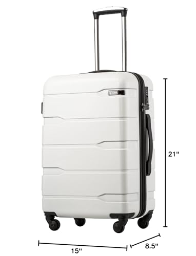 Coolife Carry On Luggage Hardside Suitcase with Spinner Wheels, 20in - color: White, size: Carry On(20in)