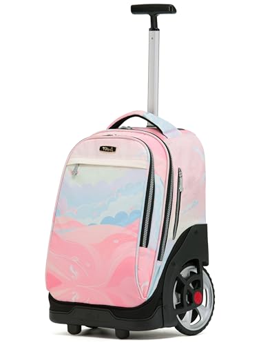 NEW TILAMI 19 Inch Rolling Backpack for School Stair-Climbing, Pink - color: Pink