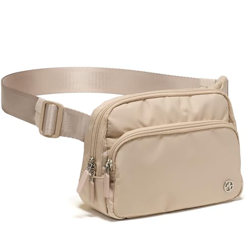 Pander Nylon Crossbody Belt Bag with Excess Strap Keepers, 6-Pocket Adjustable Sling Fanny Pack for Travel and Everyday Carry, Warm Beige - color: Warm Beige