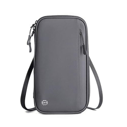 RFID Blocking Family Passport Holder For Travel, Neck Wallet - color: Grey