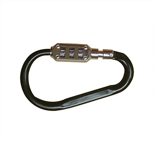 Zine-Alloy Black Lock Carabiners Resettable 3 Dial Digit Combination Password Code Lock Padlock for Suitcase Luggage Travel Baggage Backpack + Spring Reminder Cable