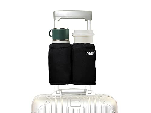 riemot Luggage Travel Cup Holder Free Hand Suitcase Drink Carrier Black 2 - color: 3. Hook & Loop: Black