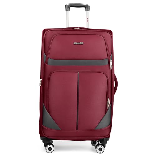 32'' Large Softside Suitcase,Luggage Expandable,w/LOCK - color: Burgundy-Grey, size: Checked-Extra Large 32-Inch