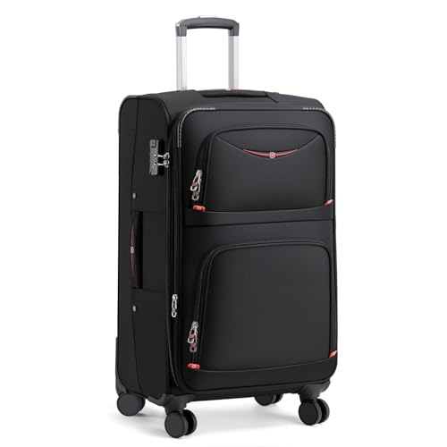 ROPLUS Softside Expandable Luggage with 4 Spinner Wheels, Durable Checked-Luggage Suitcase (Black, 29-Inch) - color: Black, size: 29-Inch