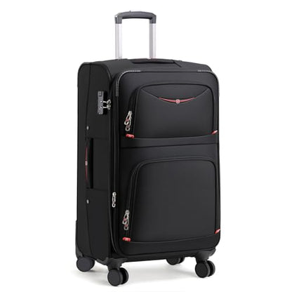 ROPLUS Softside Expandable Luggage with 4 Spinner Wheels, Durable Checked-Luggage Suitcase (Black, 29-Inch) - color: Black, size: 29-Inch