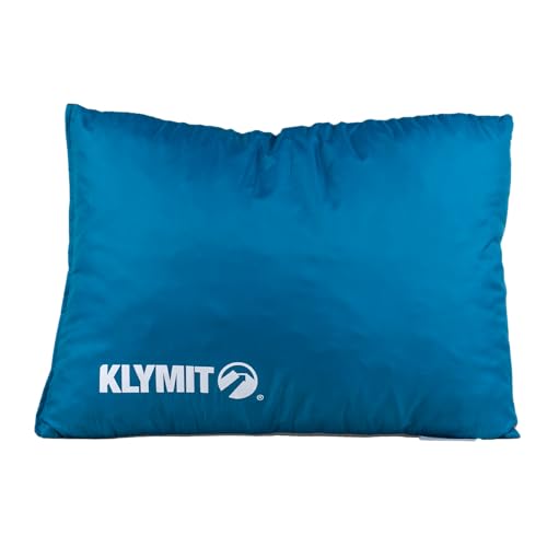 Klymit Drift Base Camp Pillow | Lightweight and Versatile Travel Pillow with a Memory Foam and Gel Fiber Core | Blue