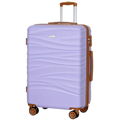 Romswi 26" Medium Checked Luggage, Checked-Medium Hardshell Suitcase with Double Spinner Wheels, Lightweight Large Hardshell Suitcase with TSA Lock,YKK Zipper, Scratch-Resistant Purple - color: Purple, size: 26 Inch